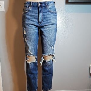 Hollister Ripped Blue Ankle Jeans